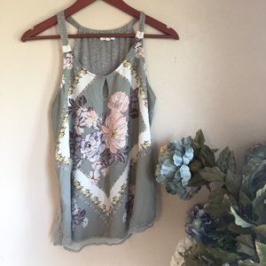 Maurices floral silk overlay top